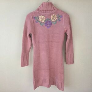 Alberto Makali Sweater Dress Size S Pink Floral Embroidered Turtleneck